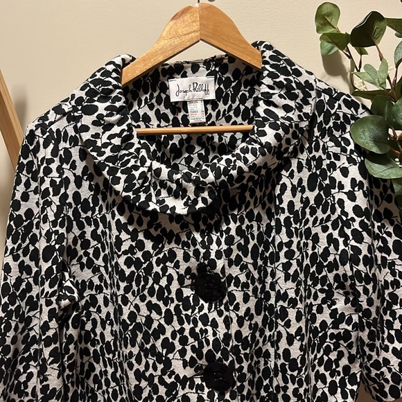 Joseph Ribkoff Oversized Leaf Design 3/4 Sleeve Cowl Neck Coat - Picture 3 of 5